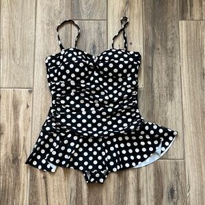 Chaps Polka Dot One Piece Swimsuit